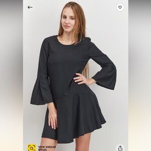 AVEC LES FILLES Mini Party Dress Black Bell Sleeves Size Large